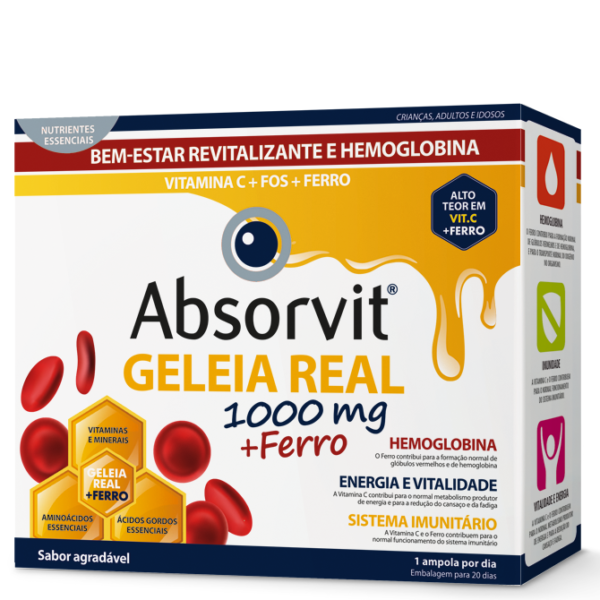 Absorvit Geleia Real + Ferro 20 ampolas